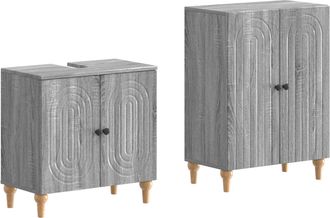vidaXL Juego De Gabinete De Ba&ntilde;o De 2 Piezas Alkmaar Sonoma Gris Vidaxl