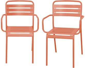 Sweeek Set of 2 stackable steel garden armchairs Tomette pink 50.4x53x79.5 cm - Amelia