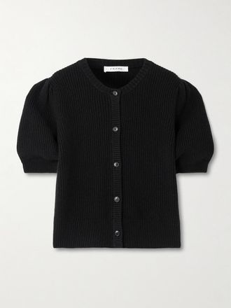 Frame Denim Cardigan In Misto Lana E Cashmere A Coste - Nero