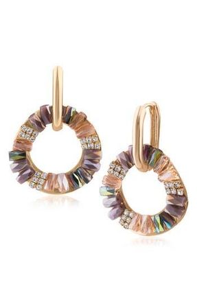 Jardin Baguette Crystal Frontal Hoop Earrings in Multi/Gold at Nordstrom Rack