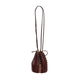Paco Rabanne Womens Quilted Calfskin Shoulder Bag Burgundy