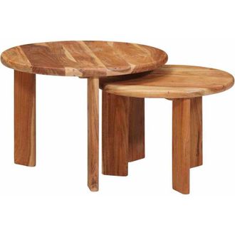 vidaXL Nesting Coffee Tables 2 pcs Brown Solid Acacia Wood vidaXL
