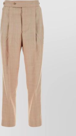 Needles pleated cropped trousers with embroidered check pattern