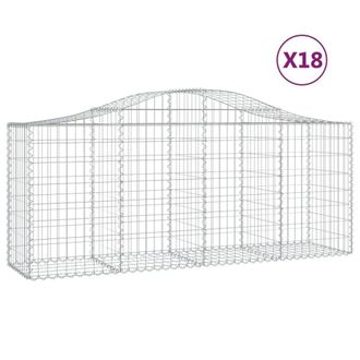 Berkfield Home Arched Gabion Baskets 18 pcs 200x50x80/100 cm Galvanised Iron in Silver
