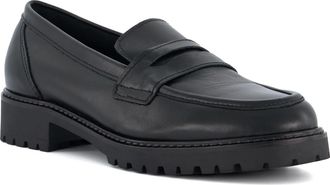 Dune London Womens Ladies WF GILD Wide Fit Cleated Penny Loafers - Black Leather (archived) - Size UK 3
