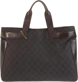 Gucci Pre-owned GG Canvas Leren Tote Bag - Dames - Vintage Shopper - Bruin - ONE Size - Leer - Vintage