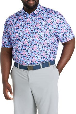 Callaway Big & Tall Dogwood Floral Geometric Polo Shirt in Vista Blue at Nordstrom, Size Xx-Large