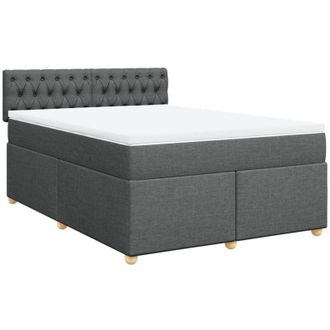 vidaXL Vidaxl - Cama Box Spring Con Colch&oacute;n Tela Gris Oscuro 160x200 Cm