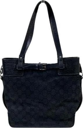 Gucci Pre-owned Tote Bags, female, Black, Size: ONE SIZE Pre-owned GG Canvas Handbag