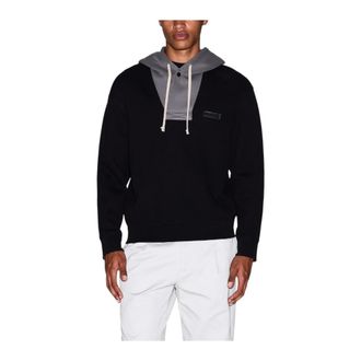 A|X Armani Exchange Hoodies, male, Black, L, Hooded Long Sleeve Round Neck Sweatshirt