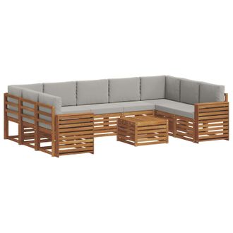 vidaXL Conjunto De Sof&aacute;s De Exterior 10 Uds. Natural Y Gris Claro Vidaxl