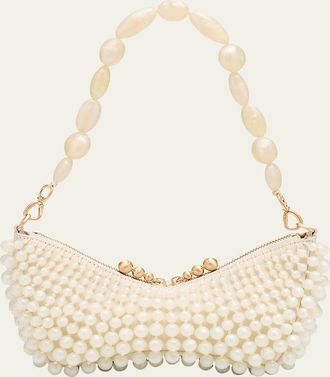 Cult Gaia Mercier Beaded Zip Shoulder Bag