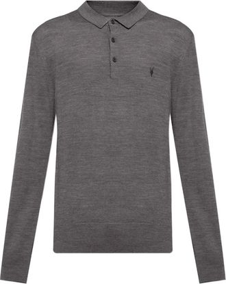 AllSaints Poloshirt met geborduurd logo - Grijs