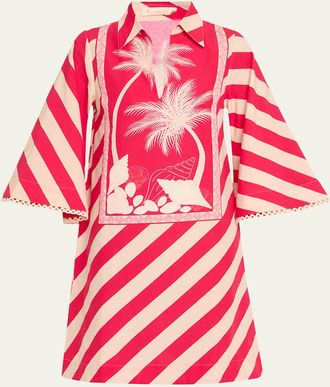 Verandah Palm Panel Kaftan Dress