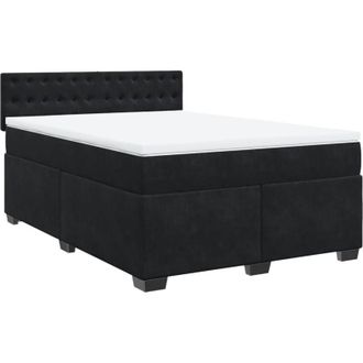 vidaXL Cama Box Spring Con Colch&oacute;n Terciopelo Negro 140x200 Cm Vidaxl