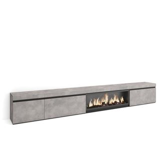 Skraut Home Skraut Home - Mueble Tv, Televisi&oacute;n, Muebles De Sal&oacute;n, Almacenaje, 317x45x35 Cm, Chimenea El&eacute;ctrica Xxl, Estilo Moderno, Gris Cemento