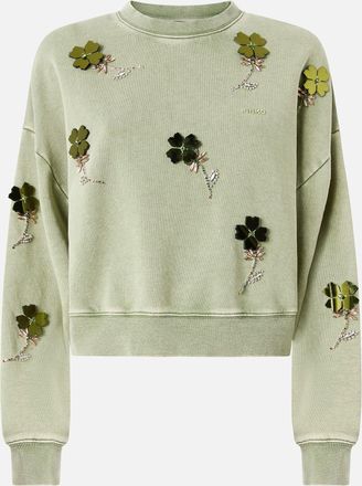 Pinko Pinko Baumwoll-Sweatshirt mit juwelenbesetzten Blumen