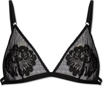 Dolce & Gabbana Floral-Embroidered Mesh BH - Dames - BHs - Zwart - M - Ondergoed