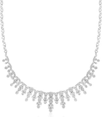 Ross-Simons Diamond Fringe Necklace in Sterling Silver
