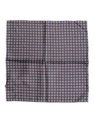 Dolce & Gabbana Blue Patterned Silk Square Handkerchief Mens Scarf