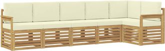 vidaXL Conjunto De Sof&aacute;s De Exterior 6 Uds. Blanco Y Crema Poli&eacute;ster Vidaxl