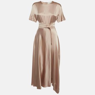 Sportmax Beige Satin Flared Maxi Dress