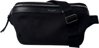 Saint Laurent Black Canvas Leather Pouch Sling Bag (Pre-Owned)