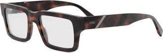 Fendi Diagonal Rectangle Glasses - unisex - Brillen - Bruin - 53 MM - Accessoires