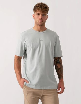 HUGO BOSS Mens BOSS Orange TChup Mens Crew Neck Small Logo T-Shirt - Silver 043 - Size: 40