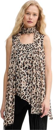 Joseph Ribkoff Leopard Fringe Pullover - Dames - Tops zonder mouwen - Veelkleurig - 2XL - Polyester - Tops