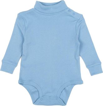 Leveret Cotton Neutral Solid Turtleneck Bodysuit in Light/pastel Blue at Nordstrom, Size 12-18M