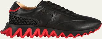 Christian Louboutin Mens Loubishark Flat Leather Red-Sole Runner Sneakers