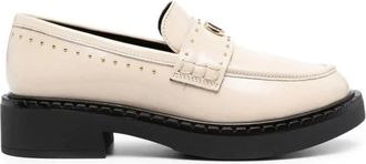 Twinset Studded Leren Loafers - Dames - Loafers - Beige - 41 EU - Schoenen
