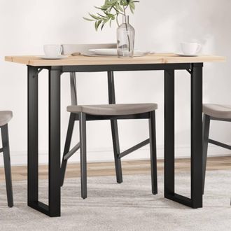 Berkfield Home Dining Table O-Frame 100x50x75.5 cm Solid Wood Pine & Steel in Brown
