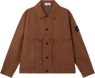 Stone Island Double-Coated Cotton Ripstop Coach Jacket - Heren - Zomerjassen - Bruin - XL - Katoen - Jassen
