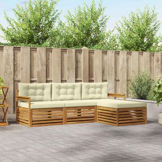 vidaXL Vidaxl Set Di Divani Da Esterno Naturale E Crema 249,5 X 162,5 X