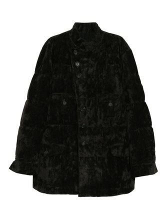 Yohji Yamamoto linen velvet horizontal padded coat - men - Linen/Flax/Rayon/Polyester - 4 - Brown