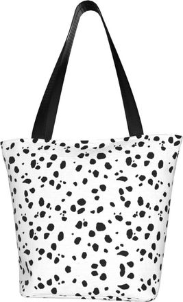 AOOEDM Dalmatian Print Reusable Tote Bag Women Casual Handbag Shoulder Bags for Shopping Groceries Travel Outdoors
