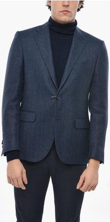 Nino Danieli Herringbone Linen Blend Blazer with Notch Lapel size 48