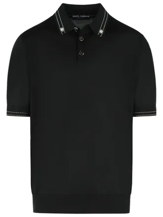 Dolce & Gabbana Schwarzes Seiden-Poloshirt von Dolce & Gabbana