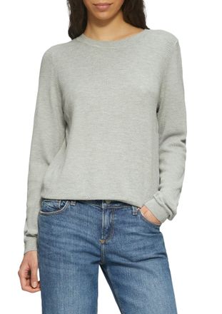 QS by s.Oliver Rundhalspullover QS, Damen, Gr. XXL, grau (light grau), Strick, Obermaterial: 60% Viskose, 40% Baumwolle, unifarben, regular fit taillenbedeckt, Rundh