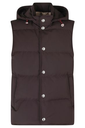 Eleventy Padded Brown Vest With Detachable Hood And Structured Silhouette
