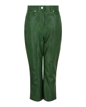 Ferragamo Cropped Leather Straight-Leg Pants