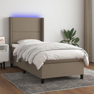 vidaXL Vidaxl - Cama Box Spring Colch&oacute;n Y Luces Led Tela Gris Taupe 100x200 Cm