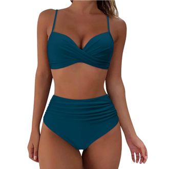 Generic Bikini Sets for Women UK High Waisted Sale, Push up Twist Front Beach Wear Tummy Control Two Piece Womens Bikini Tops with Bottom Quick Dry Ladies Bik