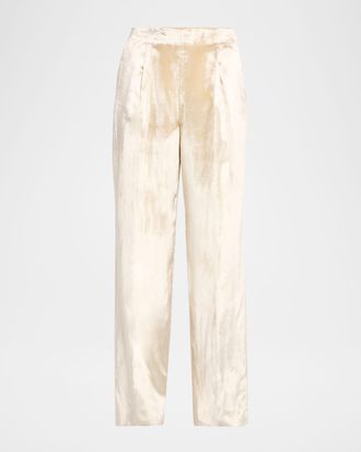 Alberta Ferretti Shiny Velvet Straight-Leg Trousers