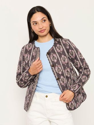 Fat Face FatFace Paisley Quilted Jacket in Charcoal Grey