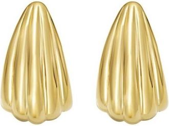Tresorra Sterling Silver Gold Plated Scalloped Hoop Earrings