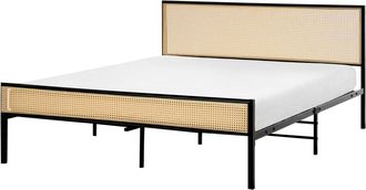 Beliani Cama matrimonial de metal negro 160x200