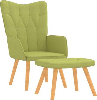 vidaXL Silla De Relajaci&oacute;n Con Taburete De Tela Verde Vidaxl